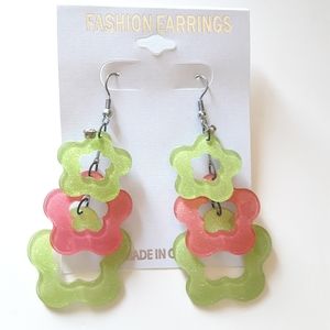 Fashion Earrings Glittery Flower Dangle Earrings